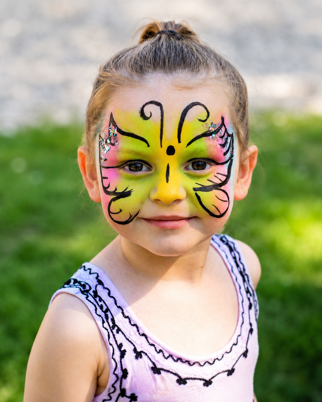 Colorful butterfly face painting