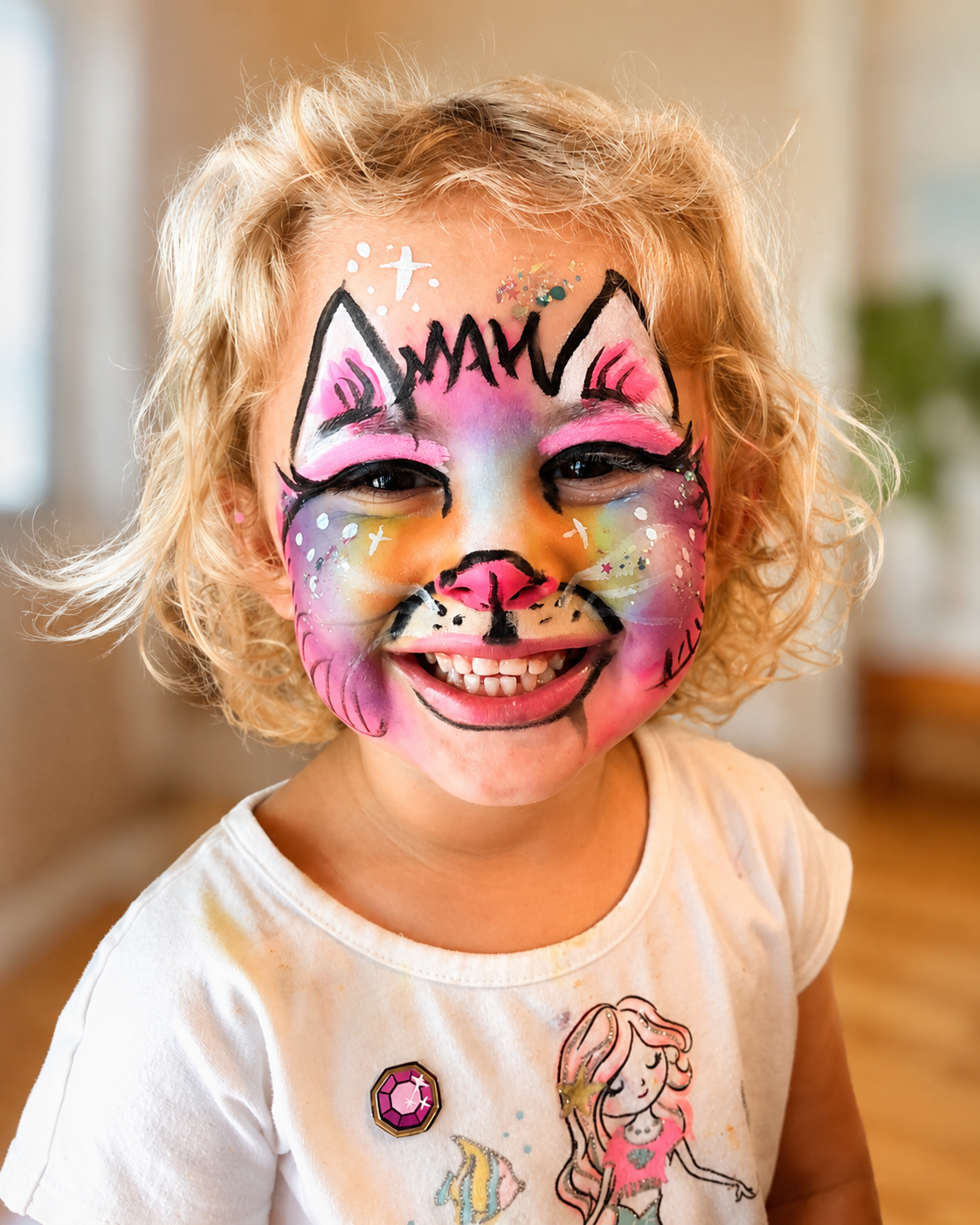 Glitter cat face painting